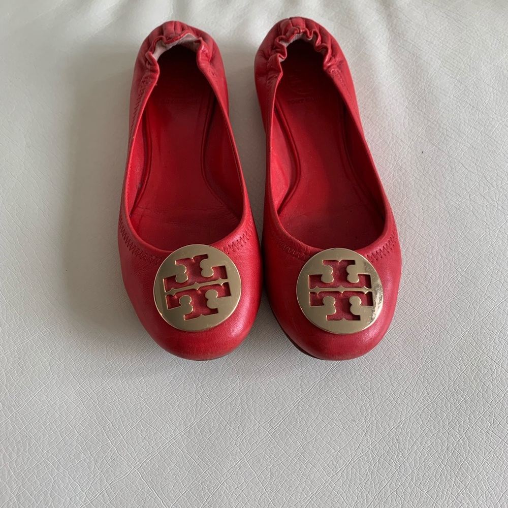 Tory Burch red and gold  Reba flats